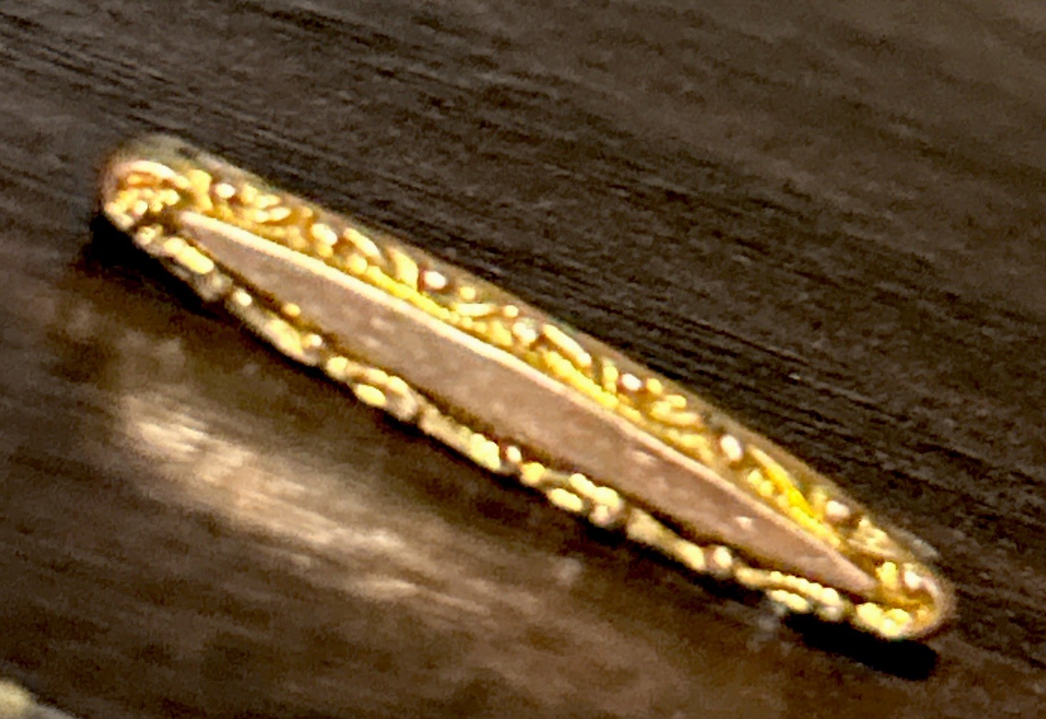 Victorian 14k Gold Fill Lingerie Tiny Pin Repousse Scroll Work C Clasp Bar