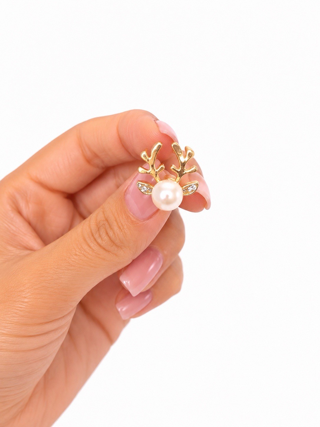 3 Pairs Gold Tone Stud Earrings Set Pearl Crown Rhinestone Gift Box Included