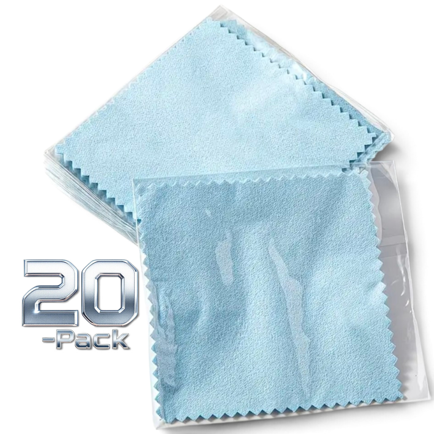 20 Blue Jewelry Cleaning Cloths Individually Wrapped 3×3 Camera Watch Lens Wipes