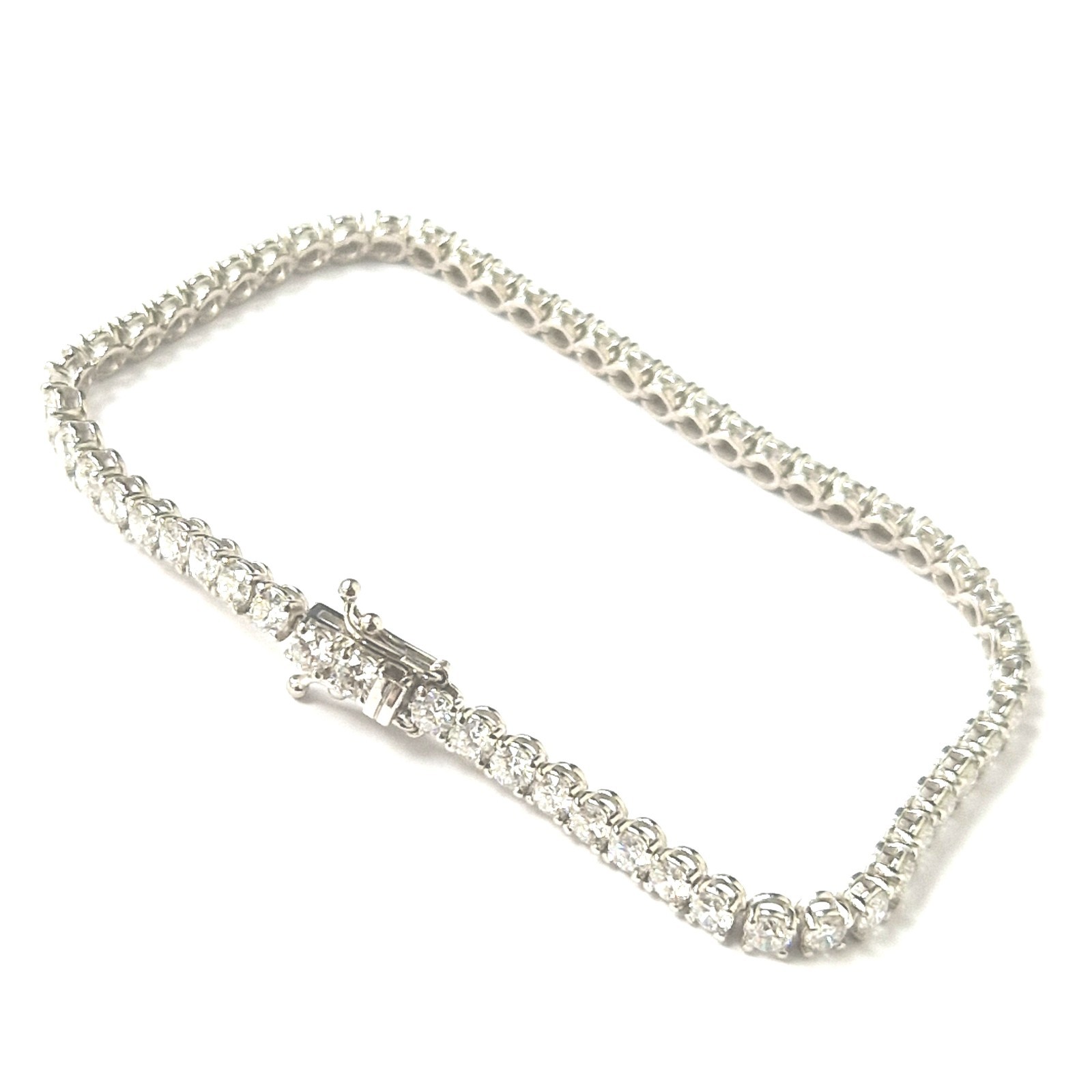 9ct White Gold Bracelet 6.15ct Lab Created Diamond 19cm Long 3.1mm Width 8.1g