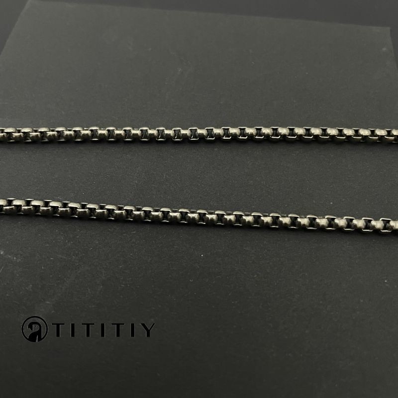 Pure Titanium Necklace Width 3mm Square Box Chain Anti Allergic Classics Design