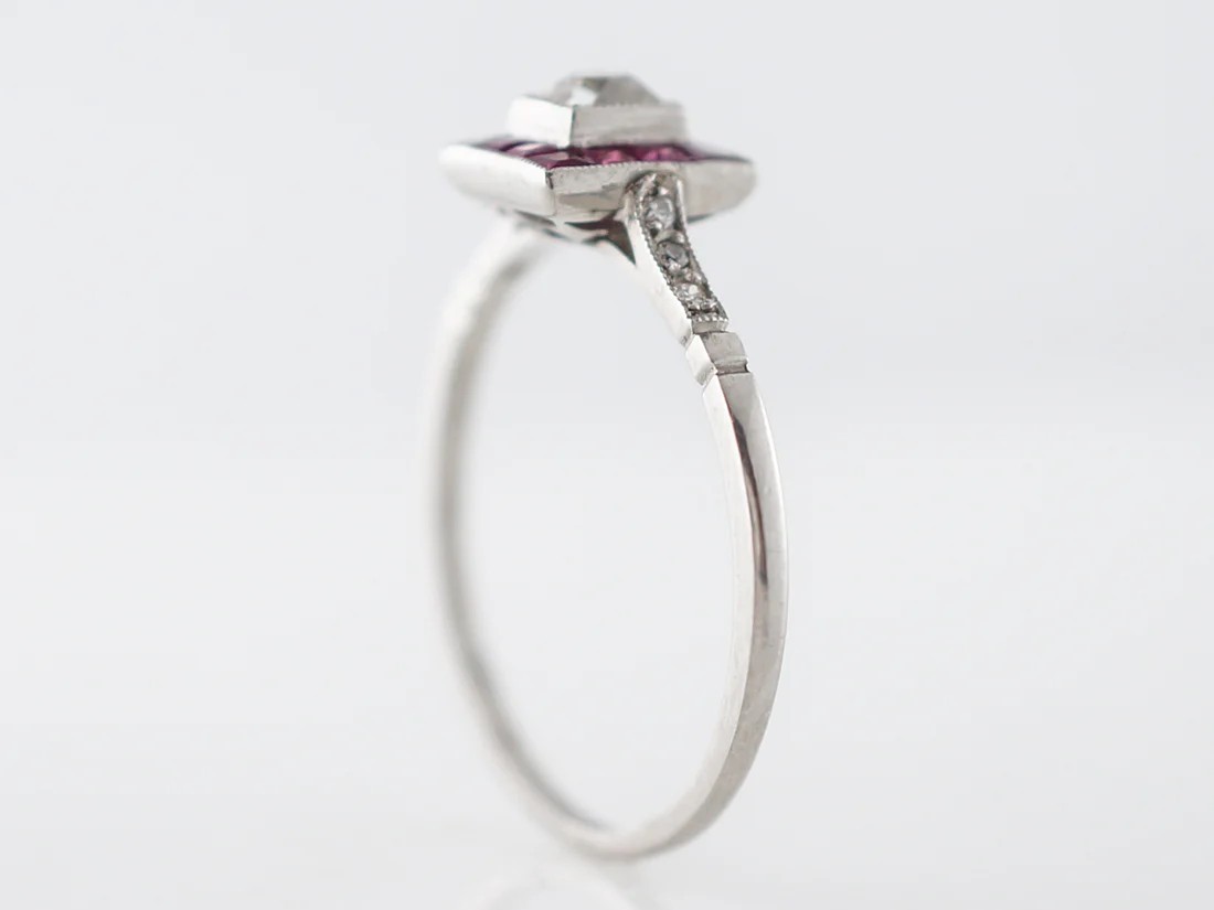 1890’s Retro Square 0.25Ct White Cushion Cut Halo Women’s Ring Solid 925 Silver