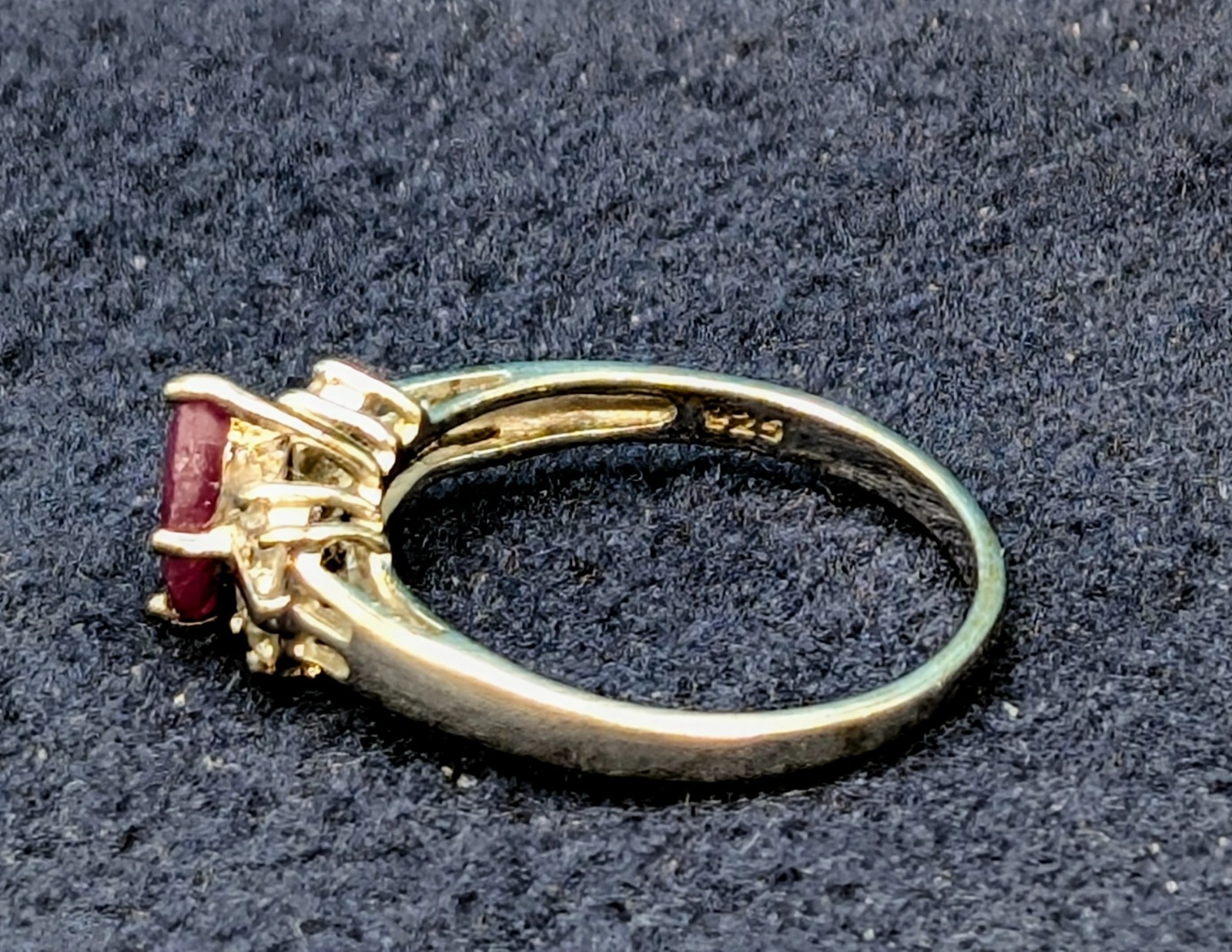Vintage Ruby & Diamond Sterling Silver Ring 925 RJ 8 Size 8 💍 👀 🎁 SHIPS FREE!