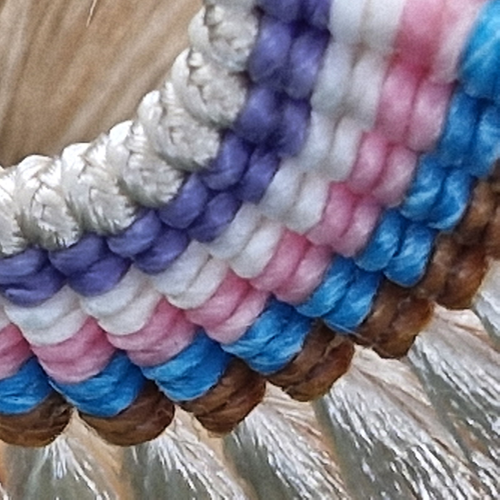 SW Style Large Runway Tassel Macrame Earrings Brass Blue, Orange, Tan 3.5 X 4.5″