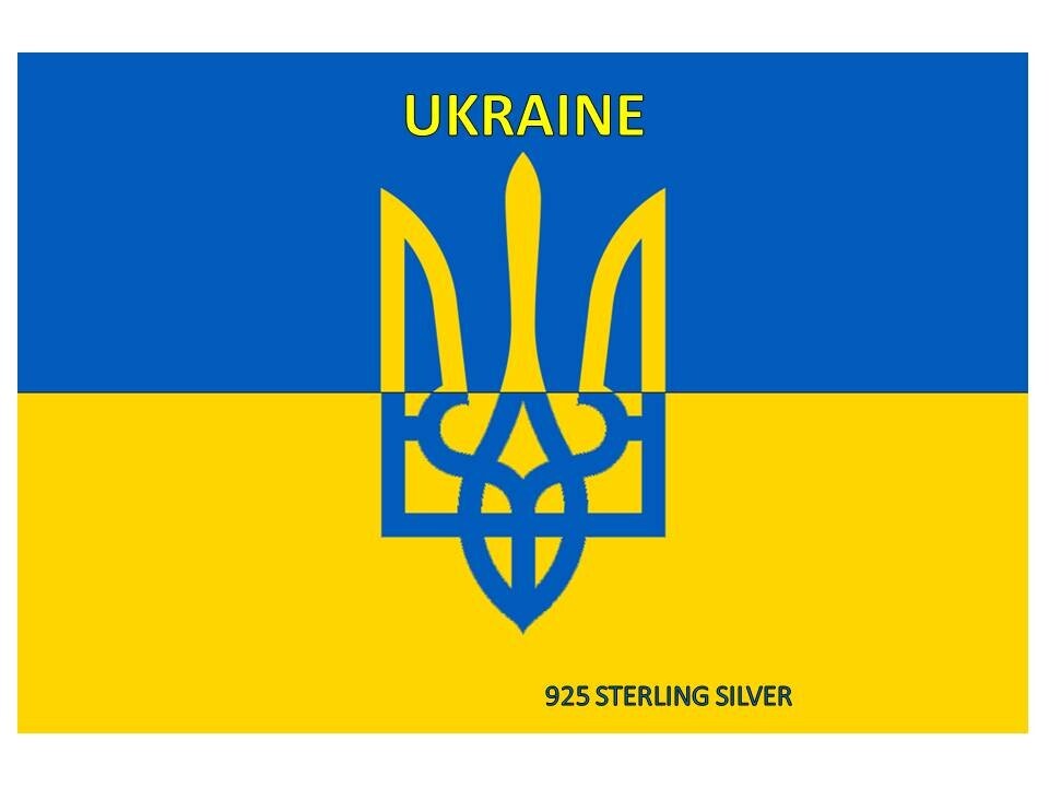 Emblem of UKRAINE, Sterling Silver Pendant with 20″ Sterling Chain, Over 1/3 oz
