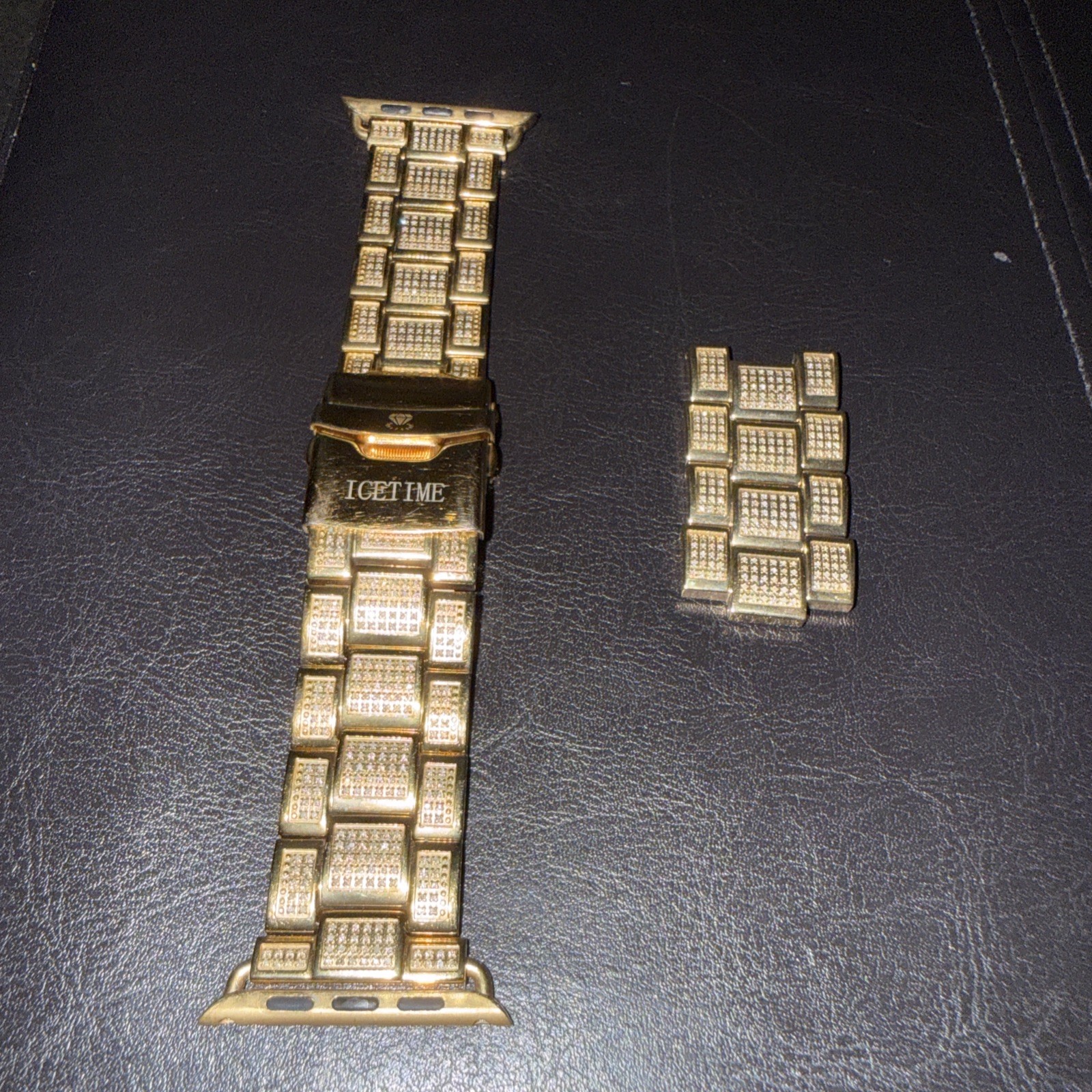 Apple Watch 42MM Band Genuine Diamond 5 Carat Gold Plated Preowned