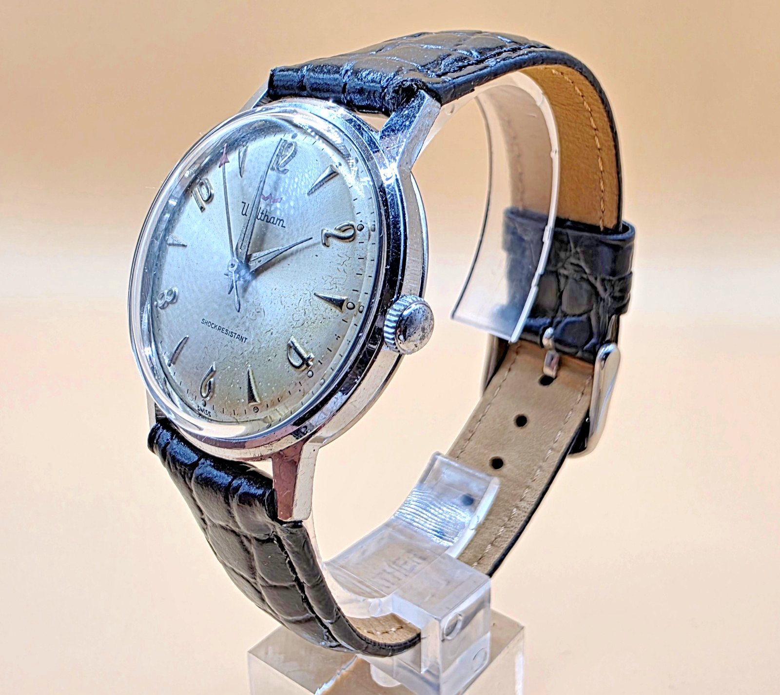 WALTHAM Rare Vintage 33mm Mechanical Swiss Watch7 Jewel S/S Second Hand Men’s