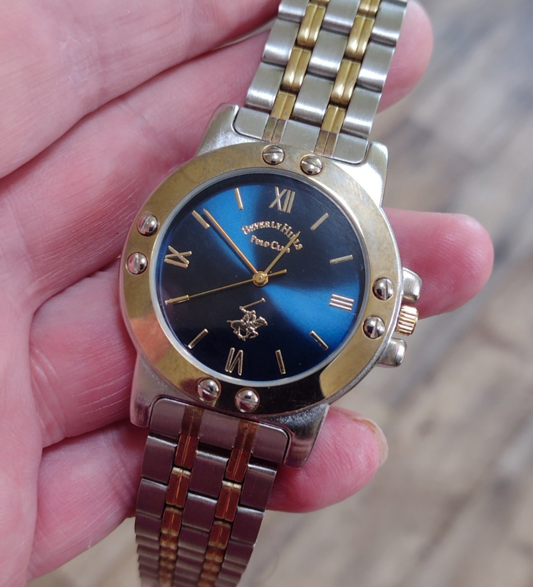 Men’s BEVERLY HILLS POLO CLUB Watch Two-Tone w/ New Battery – Works Great! d77
