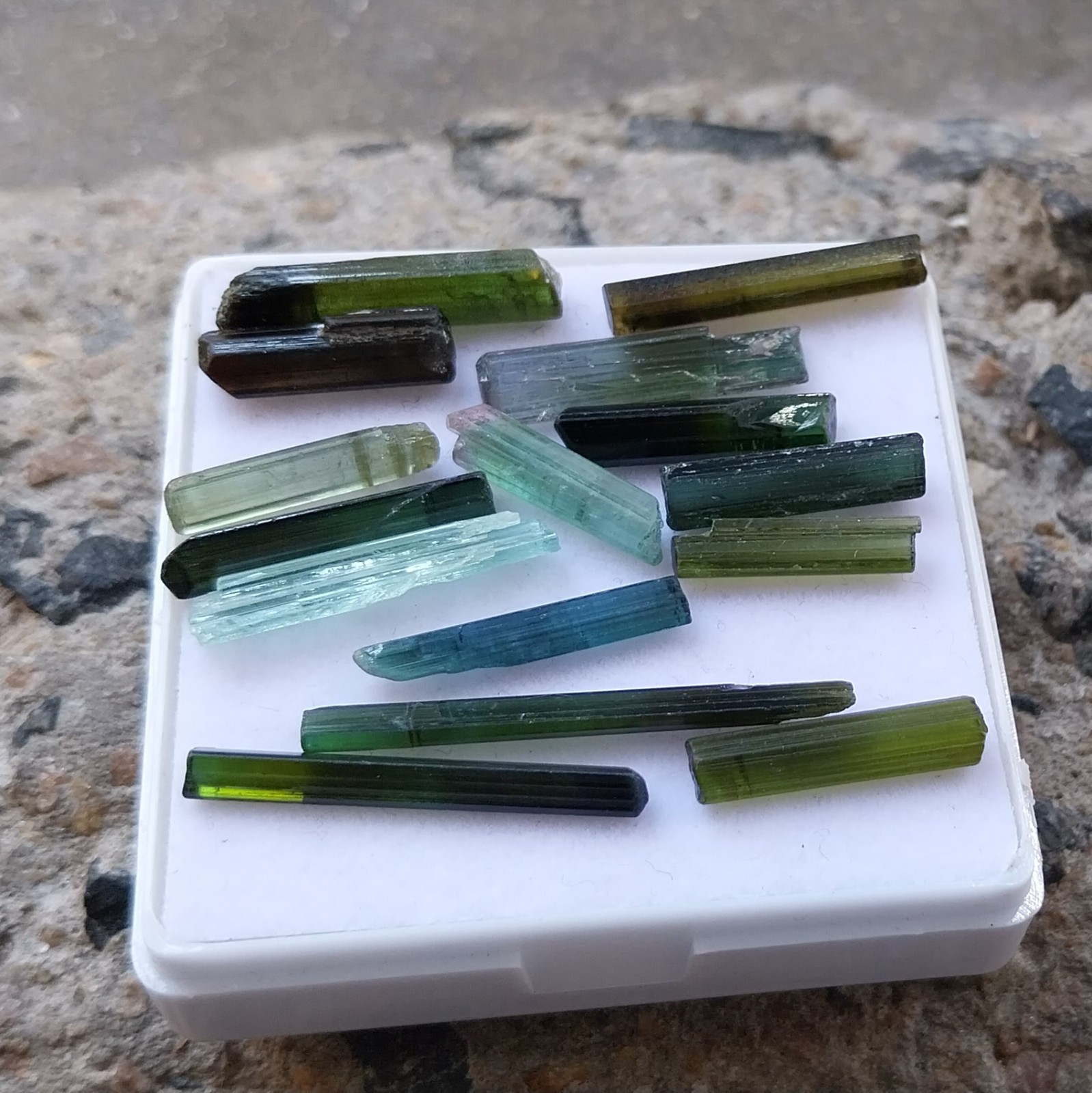 38 Carat 15 to 30 MM Natural Multi Tourmaline Raw Rough Pencil 15 Piece Lot
