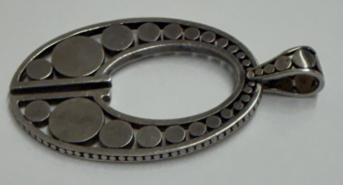 John Hardy Large Heavy Oval .925 Sterling Silver Pendant 24.9G
