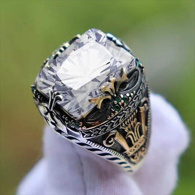 925 Sterling Silver Handmade Jewelry Black Men’s Ring All Size Fashion Ring 2025
