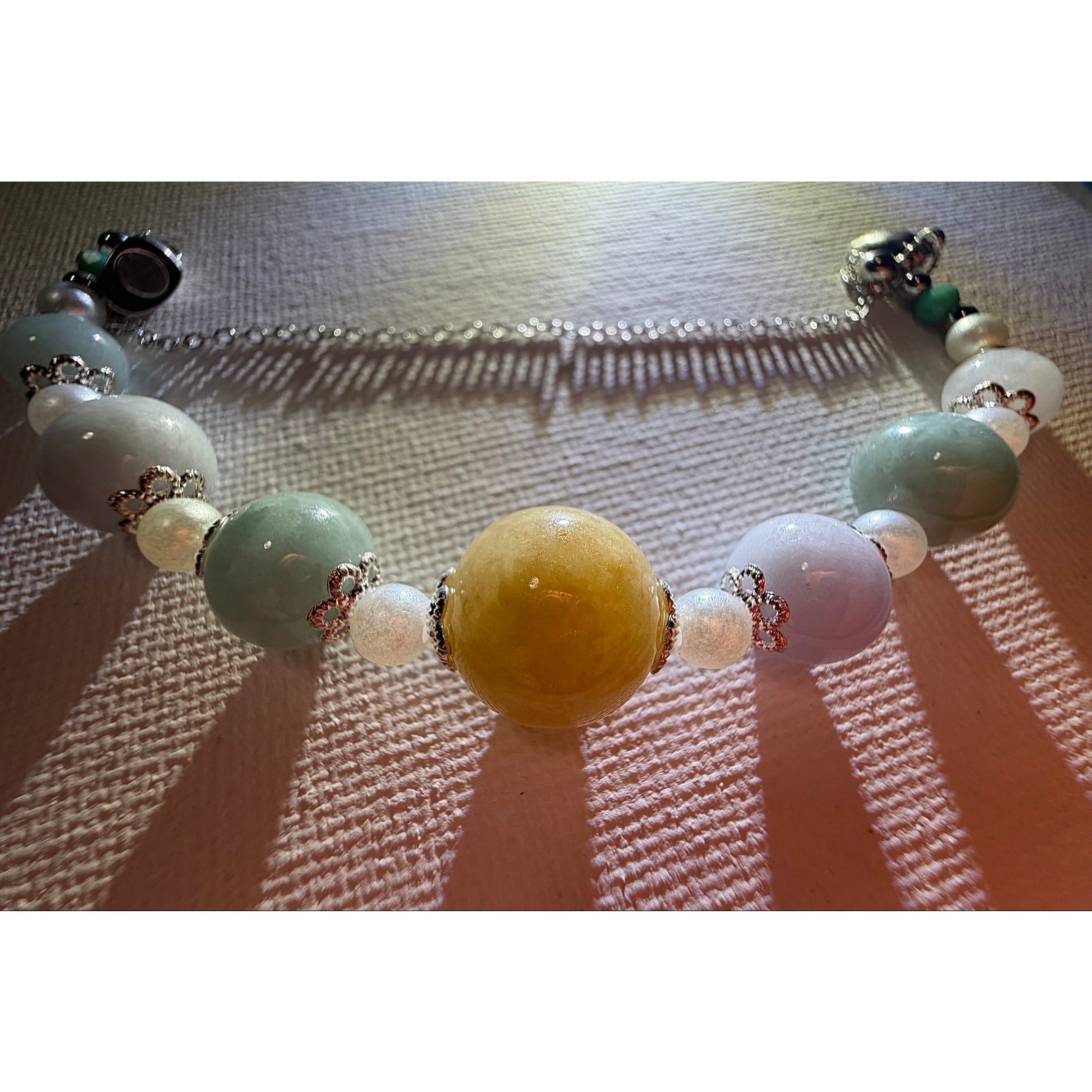 Certified Type A Jadeite Bracelet Natural Burmese Jade Multicolor w/ Certificate
