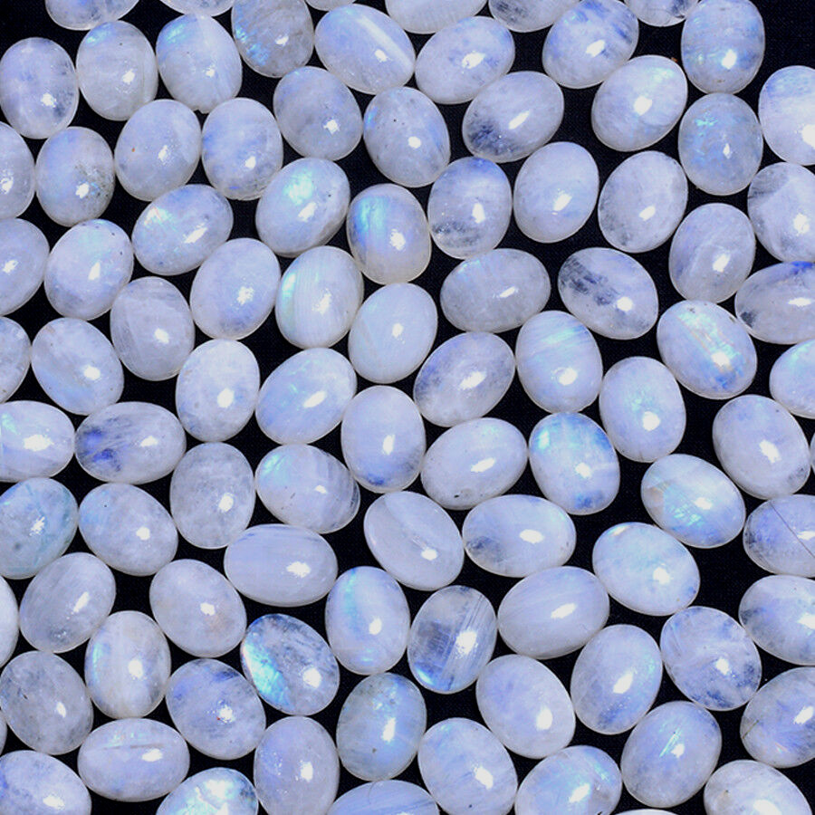 Set 19 Pcs Natural Blue Moonstone 12mmx10mm Oval Blue Shine Cabochon Gemstones
