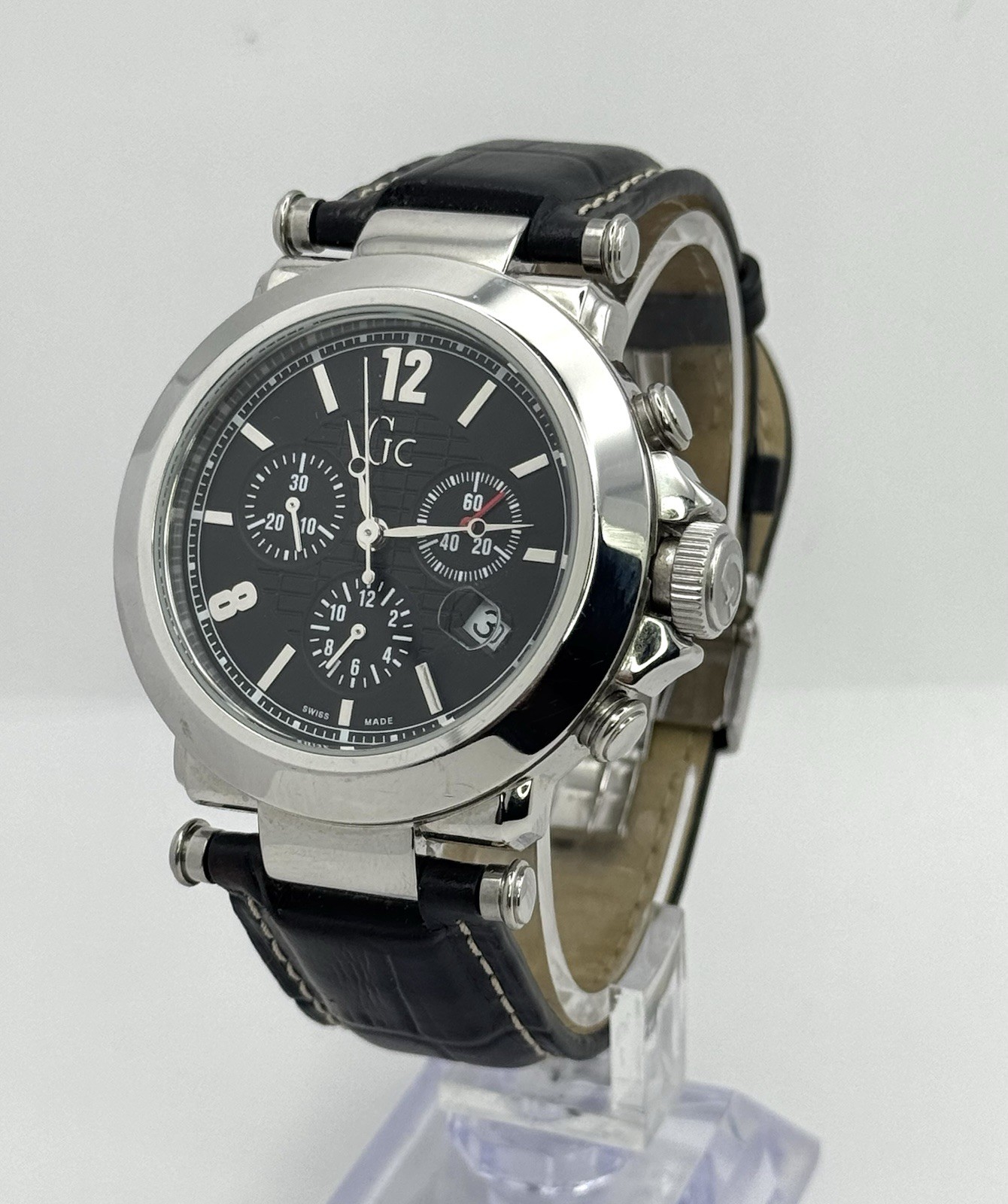 Guess Collection GC30000 Men’s Watch Black Leather Strap Swiss Made