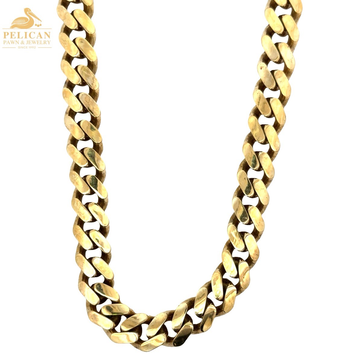 22″ 10K Gold & White Stone Hollow Cuban Chain 10.9mm Thick (MYEE) (PSH039776)
