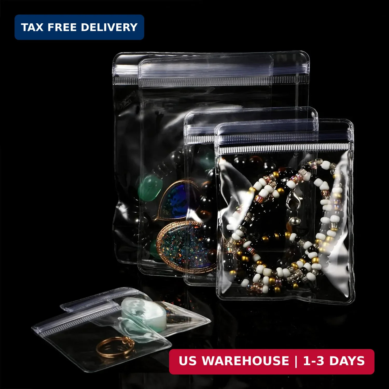 Clabby 120 Pieces Anti Tarnish Jewelry Bags for Organizer and Storage Clear PVC