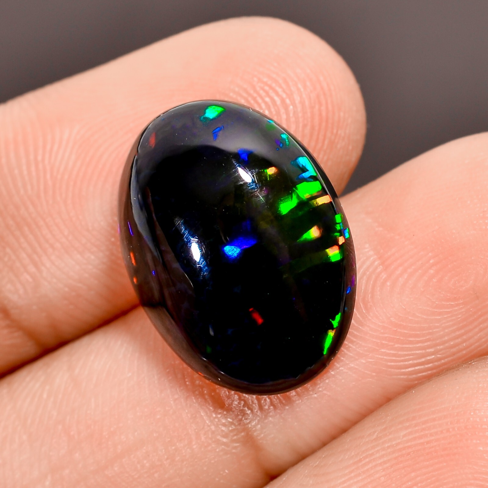Natural Black Ethiopian Opal Oval Shape Cabochon Loose Gemstone 6.5 Ct 17X13X6mm