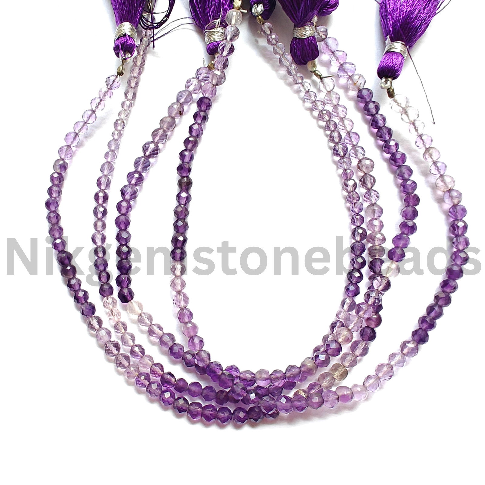 Natural Shaded Pink Amethyst Beads, Briolette Faceted Round Ct Gems, 3.75-4.25MM