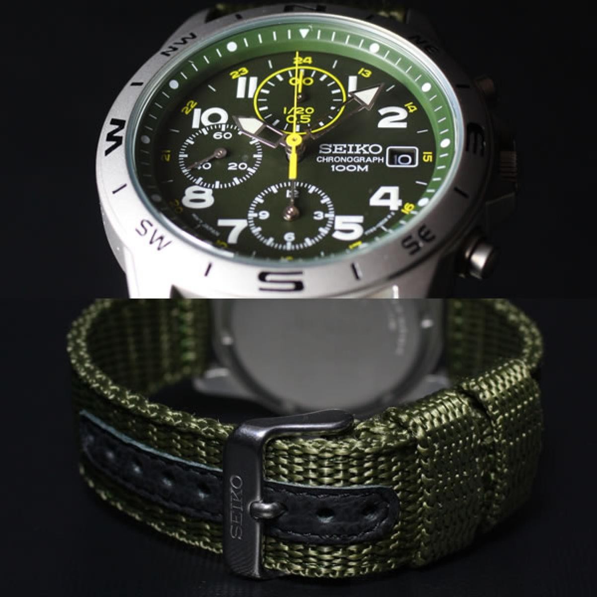 SEIKO Military Chronograph Watch SND377R SND377P2 Khaki Green Brand New