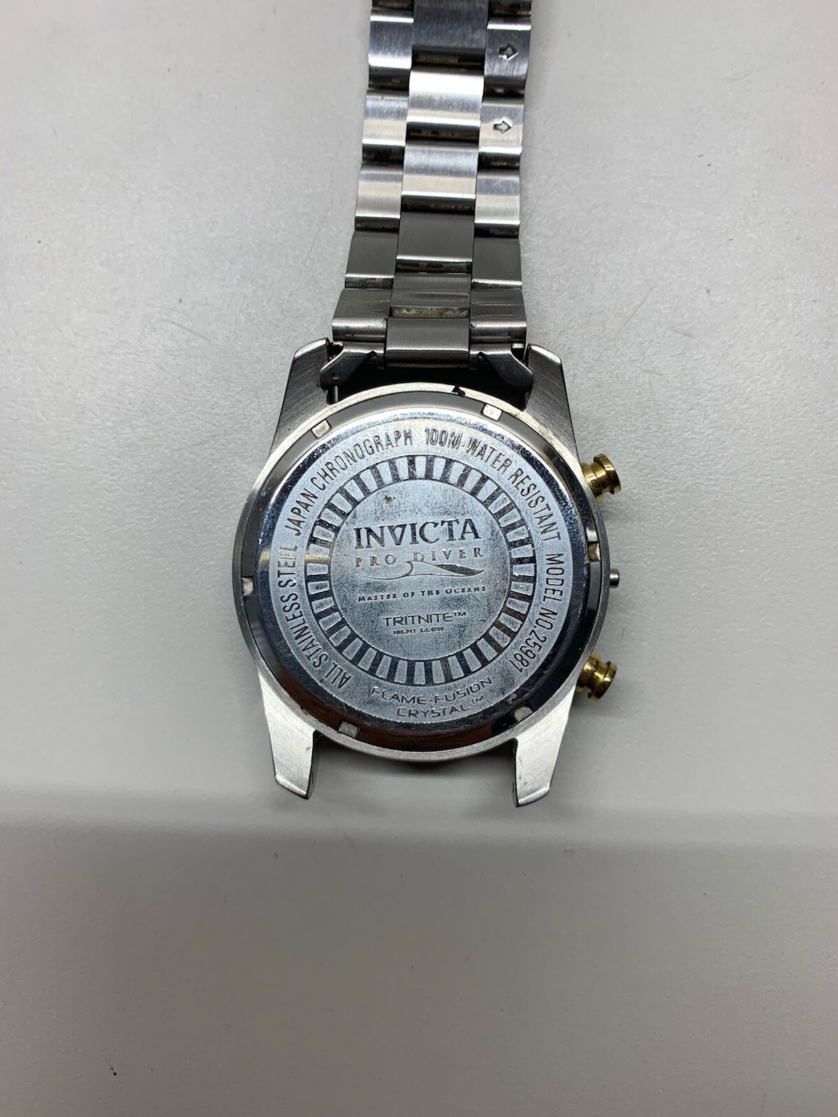 Invicta Pro Diver Tritnite Night Glow Flame Fusion Blue Gold Untested AS IS