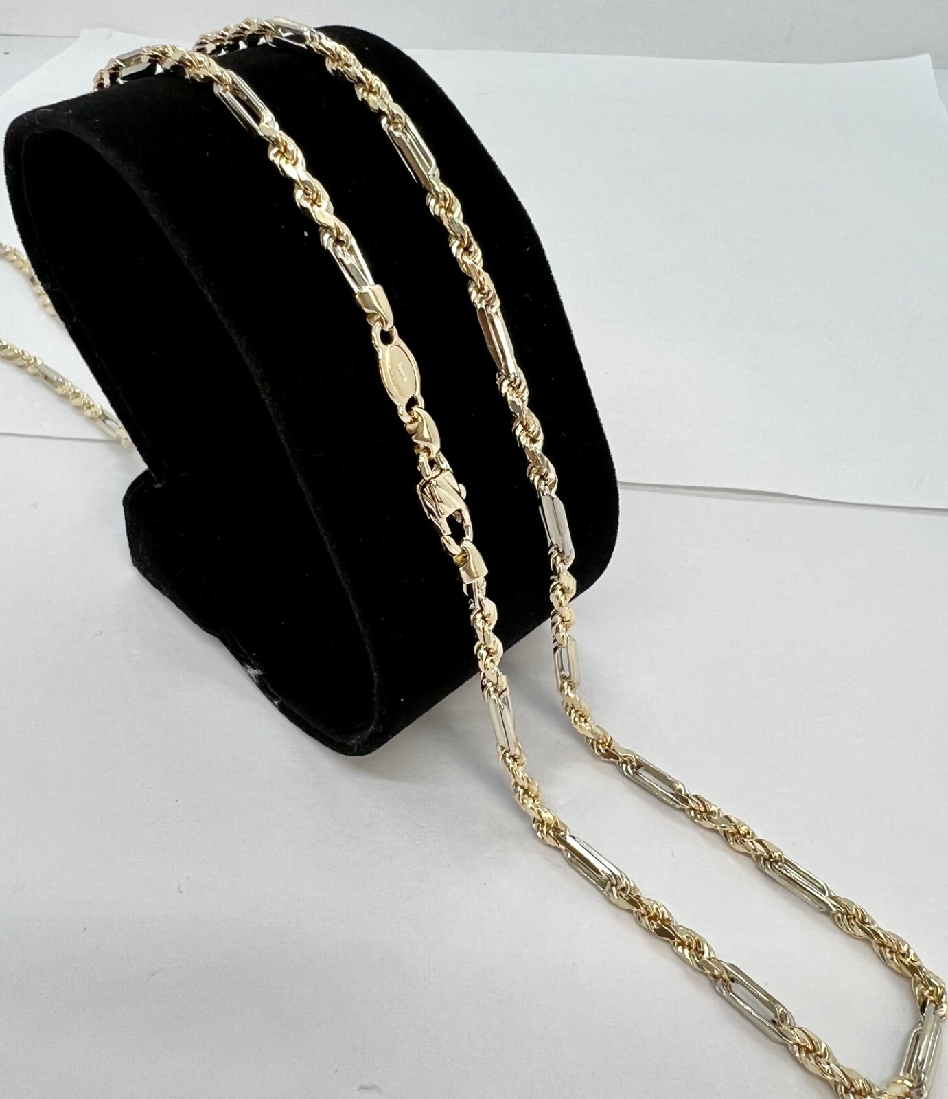 14K Gold Two Tone Figarope Chain Necklace Men’s/Women’s 3mm 16″-26″