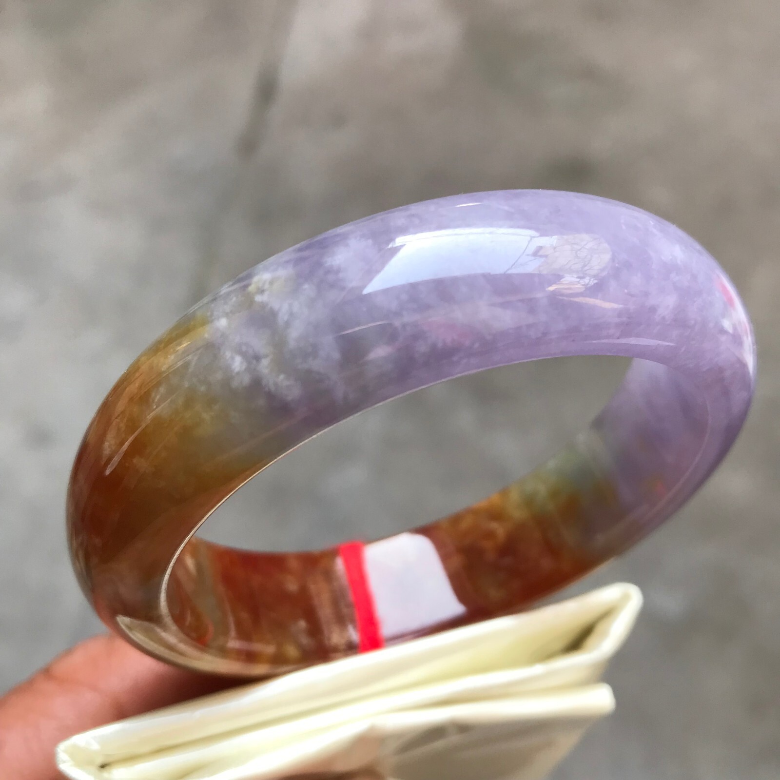 58.3mm Natural Ice Red Lavender Jadeite Jade Bracelet Burma Jade Bangle