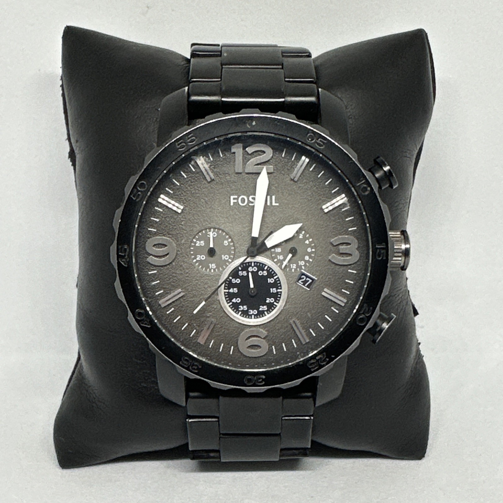 Fossil Nate JR1424 Men’s Black Stainless Steel Analog Chronograph Watch HME912