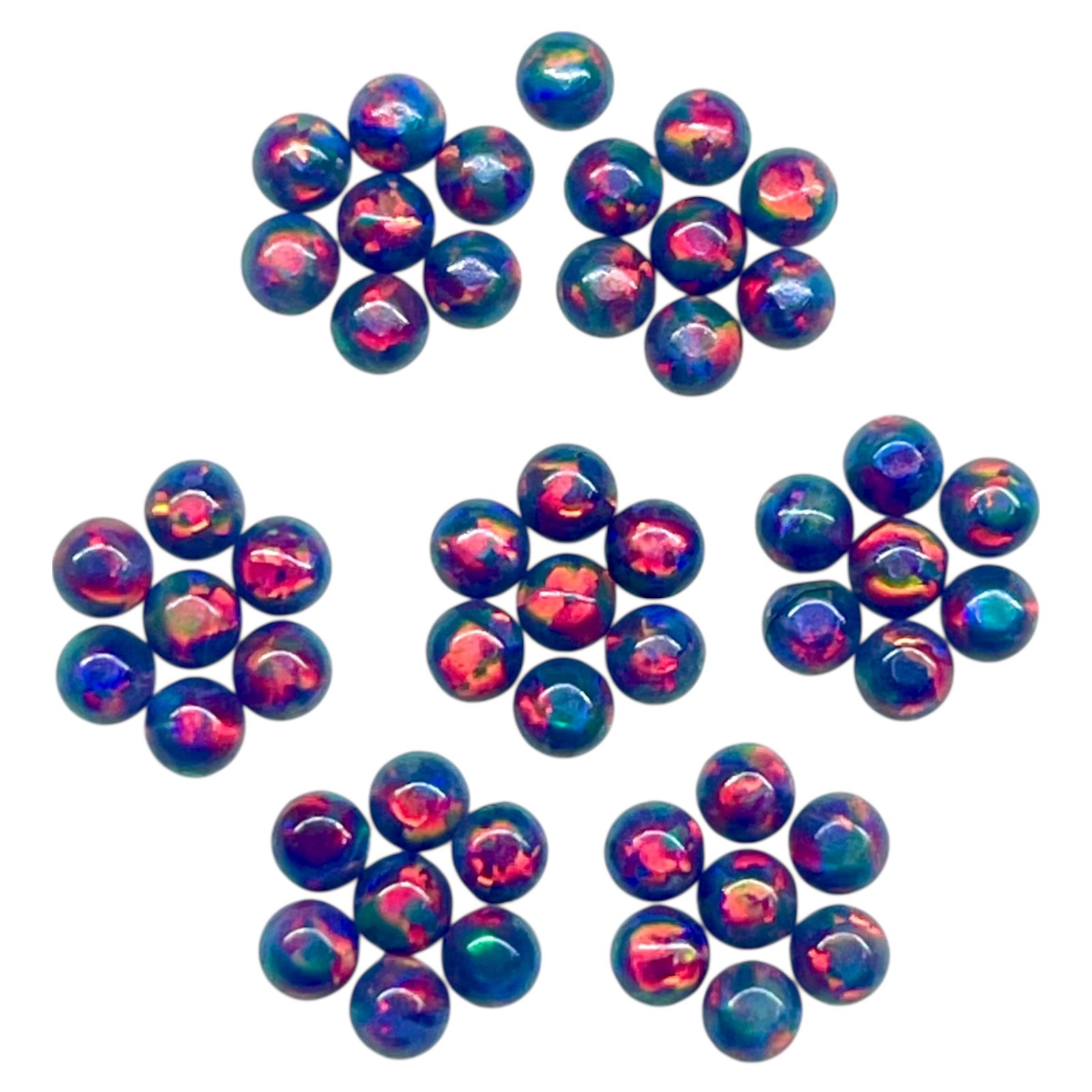 25 Pcs Black Australian Opal 2mm Round Cabochon 5A Quality Lab Created Gemstones