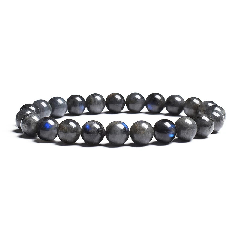 Labradorite Bracelet Round Beaded Band Flash Spectrolite Moonstone 1 Pc