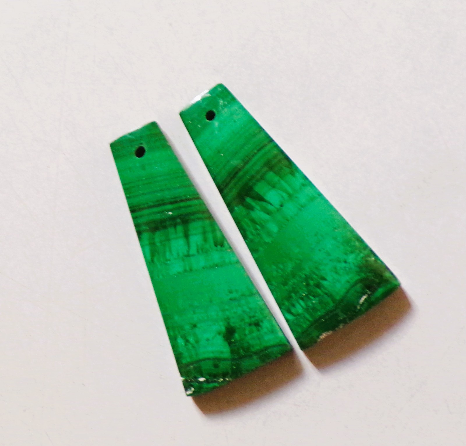 49.45 Cts Natural Malachite Drilled Cabochon Match Pair Gemstone 33.4X14.2MM 24