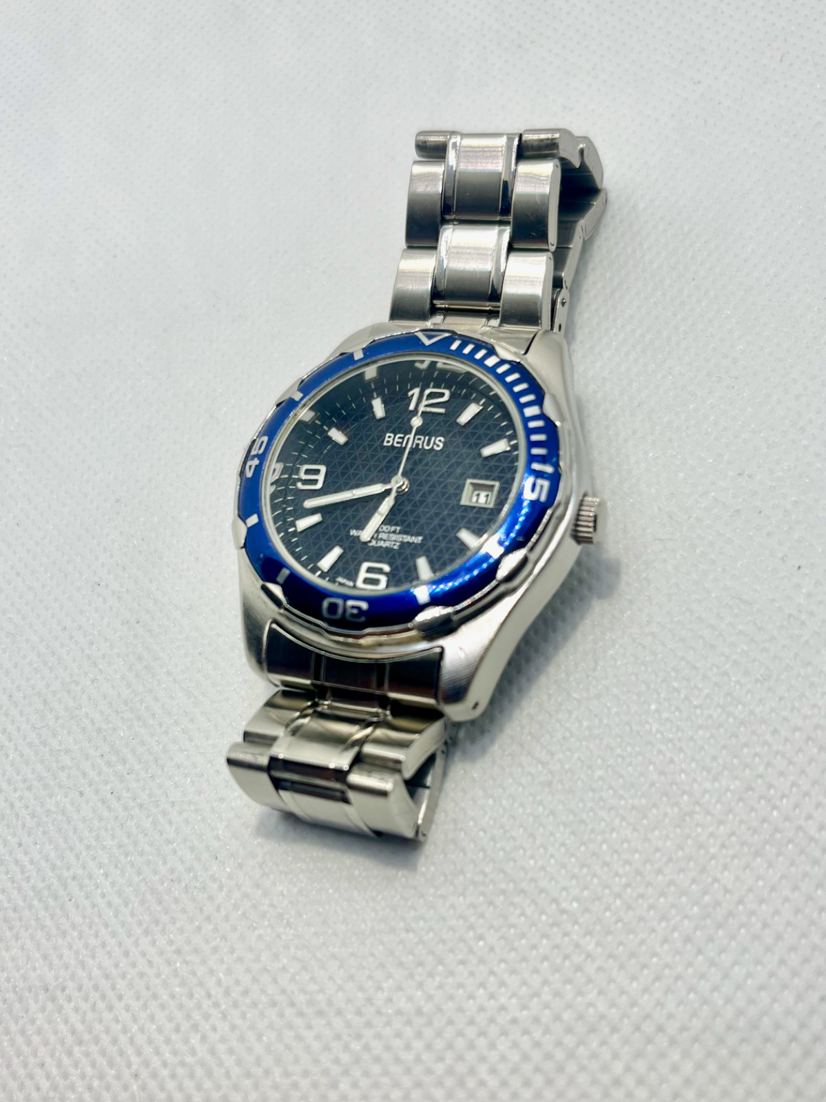 Benrus BNW733 Sports Watch – EL Backlight Dial, New Battery, Stainless & Rubber