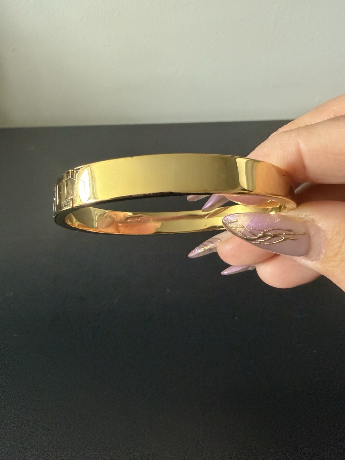 Fendi FF cuff bracelet gold and black size M