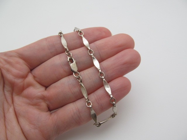 925 Sterling Silver Tapered Barleycorn 3.50mm Bar Chain Link Bracelet 8.25 In
