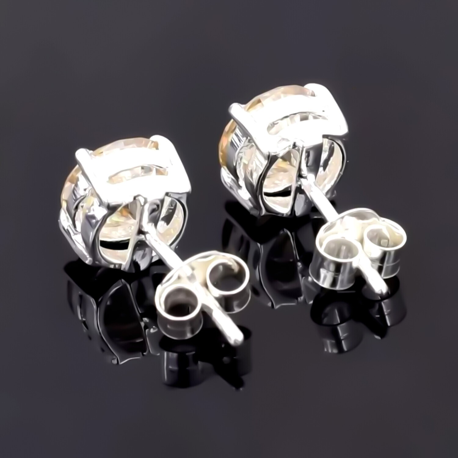 4.40 Ct Champagne Diamond Stud Earrings In 14k White Gold – Wedding Gift Jewelry
