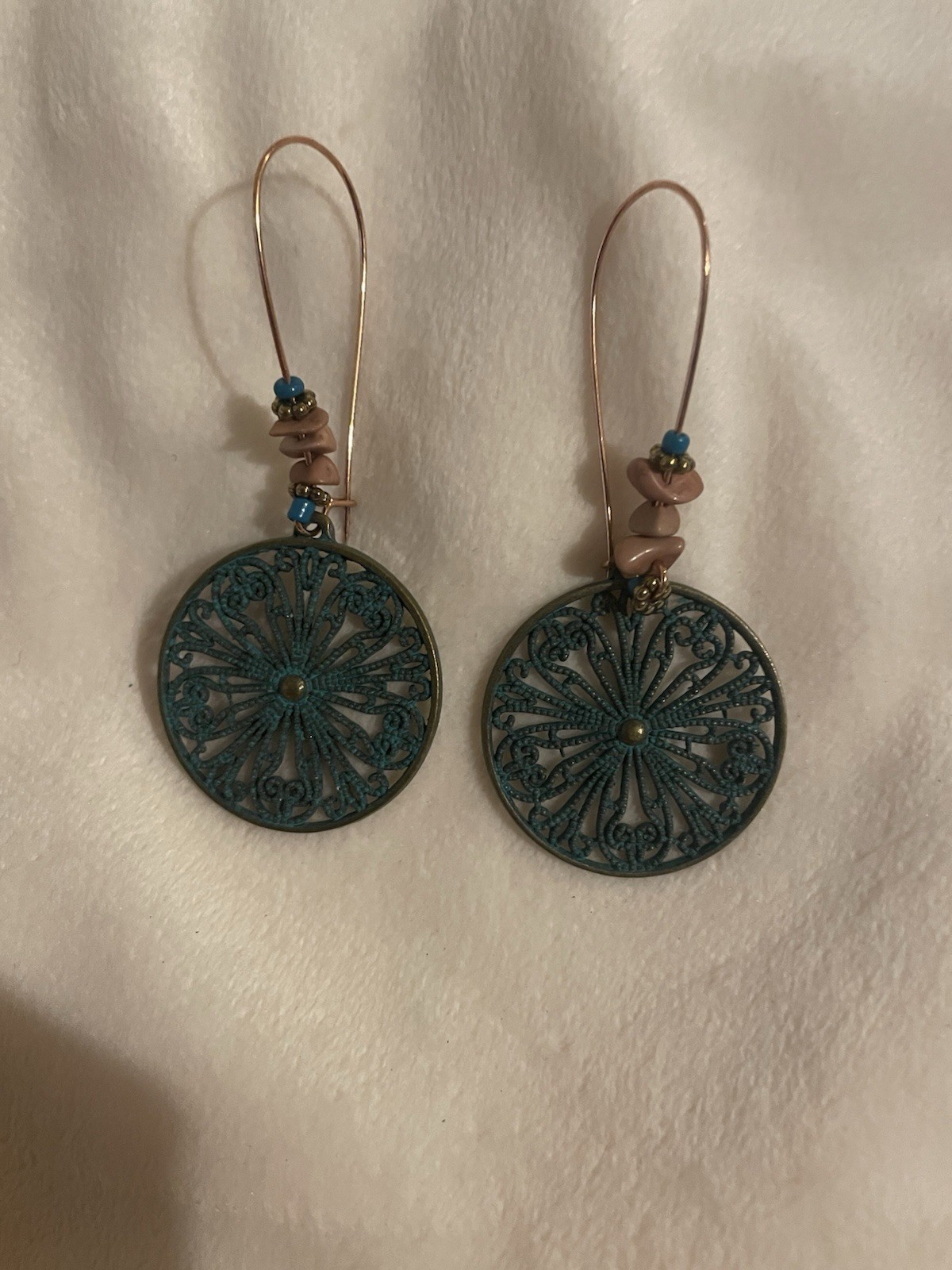Blue Patina Metal Dangle/Drop Earrings Lot of 3 Pairs Hook Closure No Stone