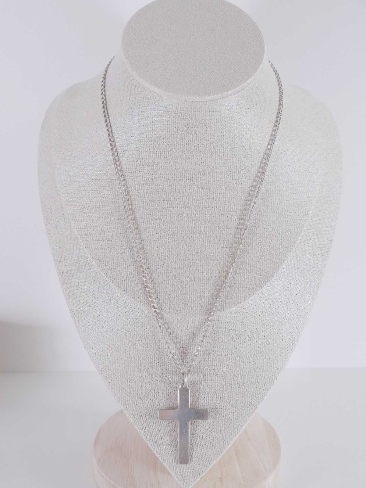 Sterling Silver 925 Cross Pendant Necklace 51cm 11.76g Large Plain Christian