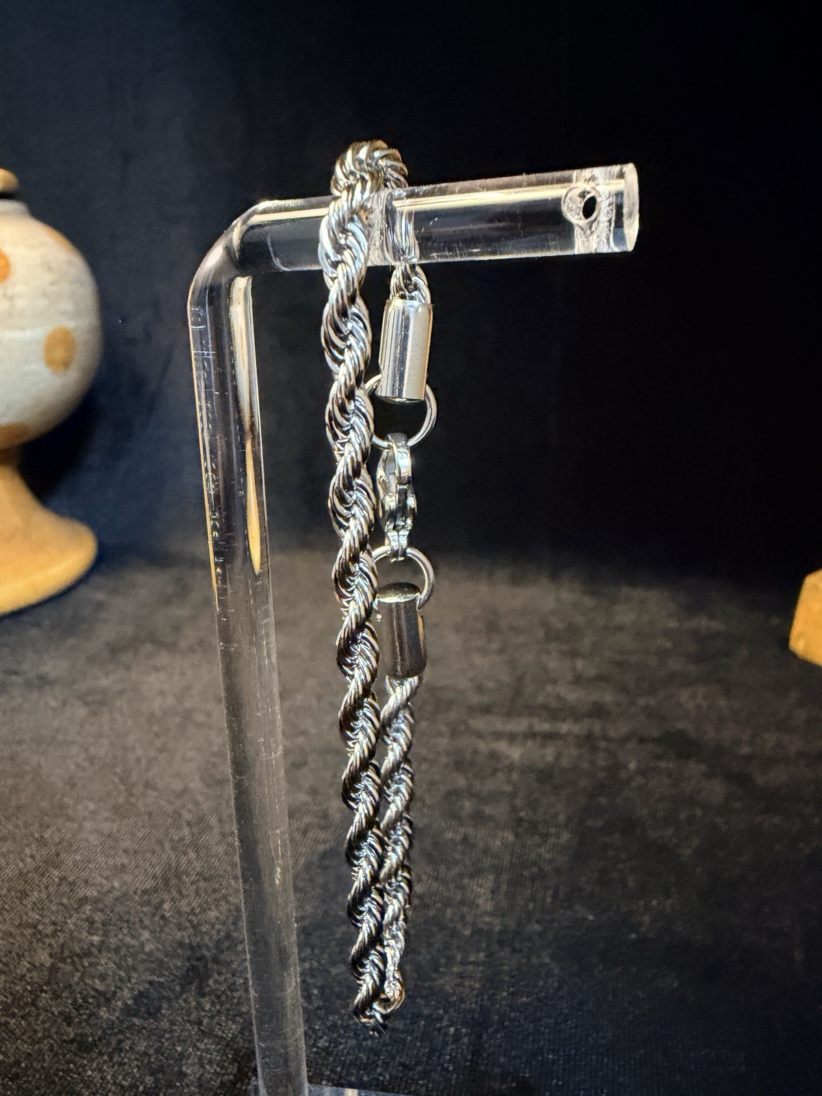 18K White Gold Filled 7in 4MM Rope Bracelet lobster clasp will not tarnish