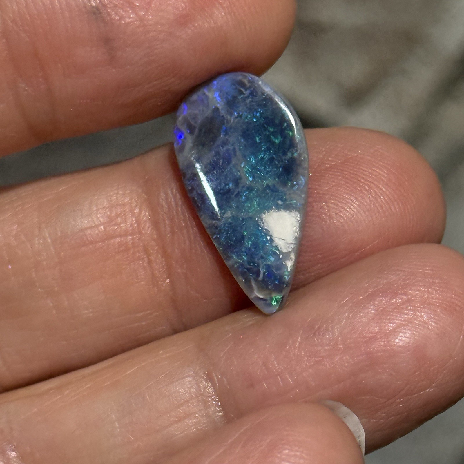 3.3ct 20.9×10.9×2.2mm Australian Lightning Ridge Black Opal Drop Cabochon Gem