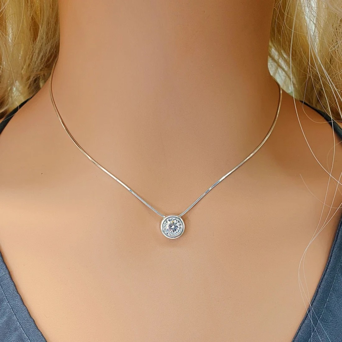 RARE 3.25 Ct Certified White Treated Diamond Solitaire Pendant in 925 Silver