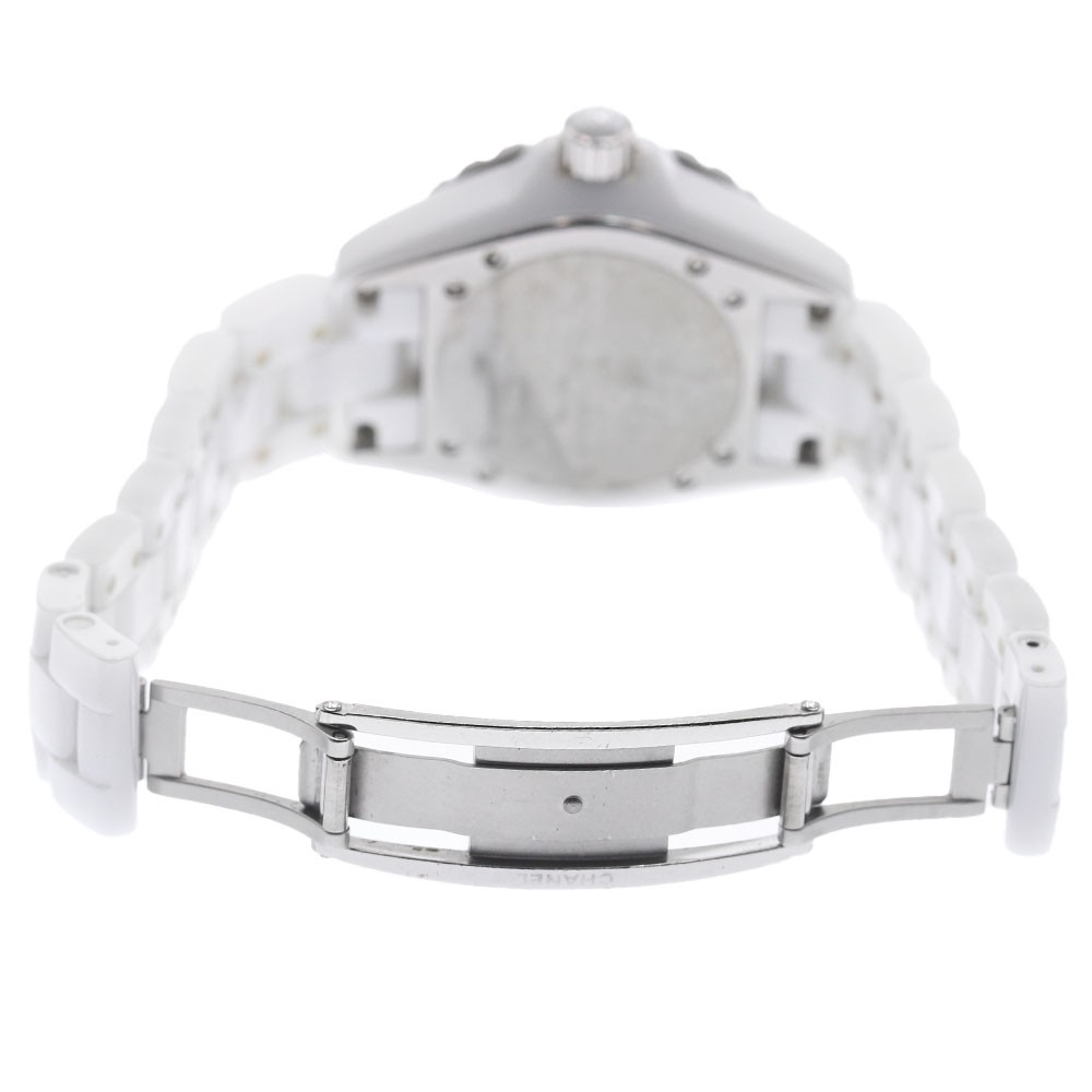CHANEL J12 H1181 Pink Sapphire Bezel White Dial Quartz Ladies Watch_944373