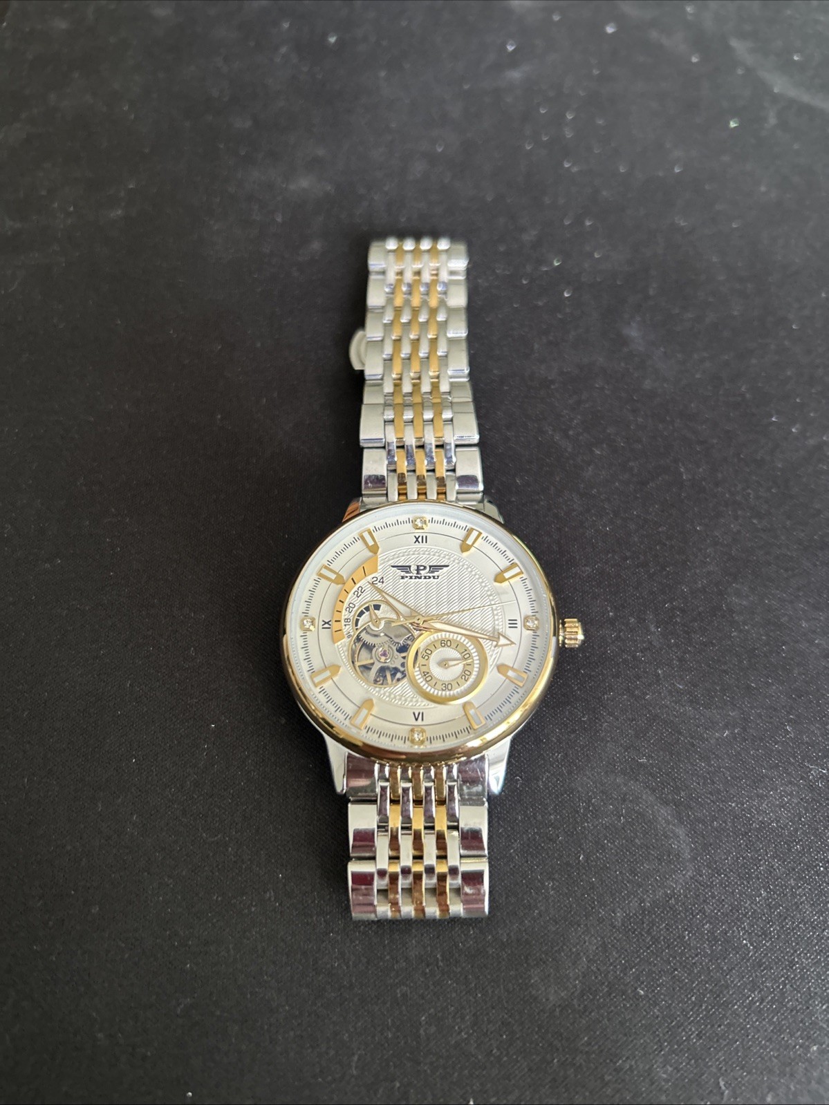 PINDU P6593 Tourbillon Diamond Bezel Jubilee Bracelet Watch 42mm – White