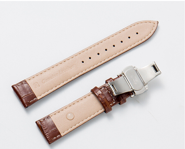 Premium Alligator Grain Genuine Leather Butterfly Clasp Watch Strap Band 12-24mm
