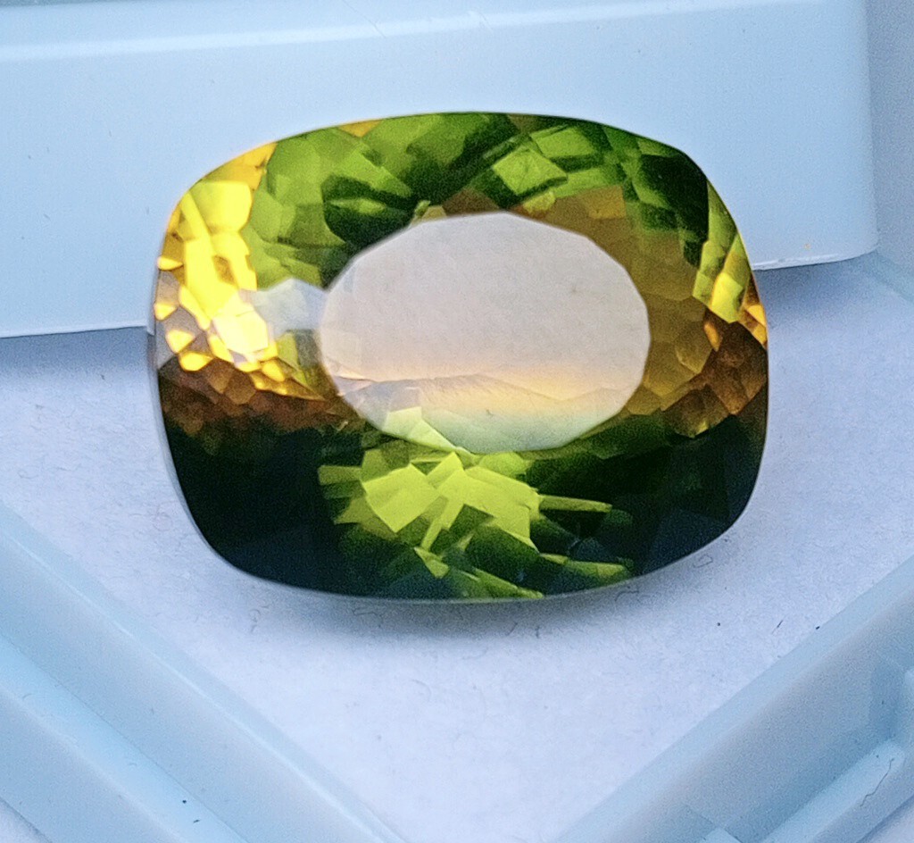 Bi-Color Tourmaline Cushion Cut 12-13 Ct Natural EGL Certified Loose Gemstone