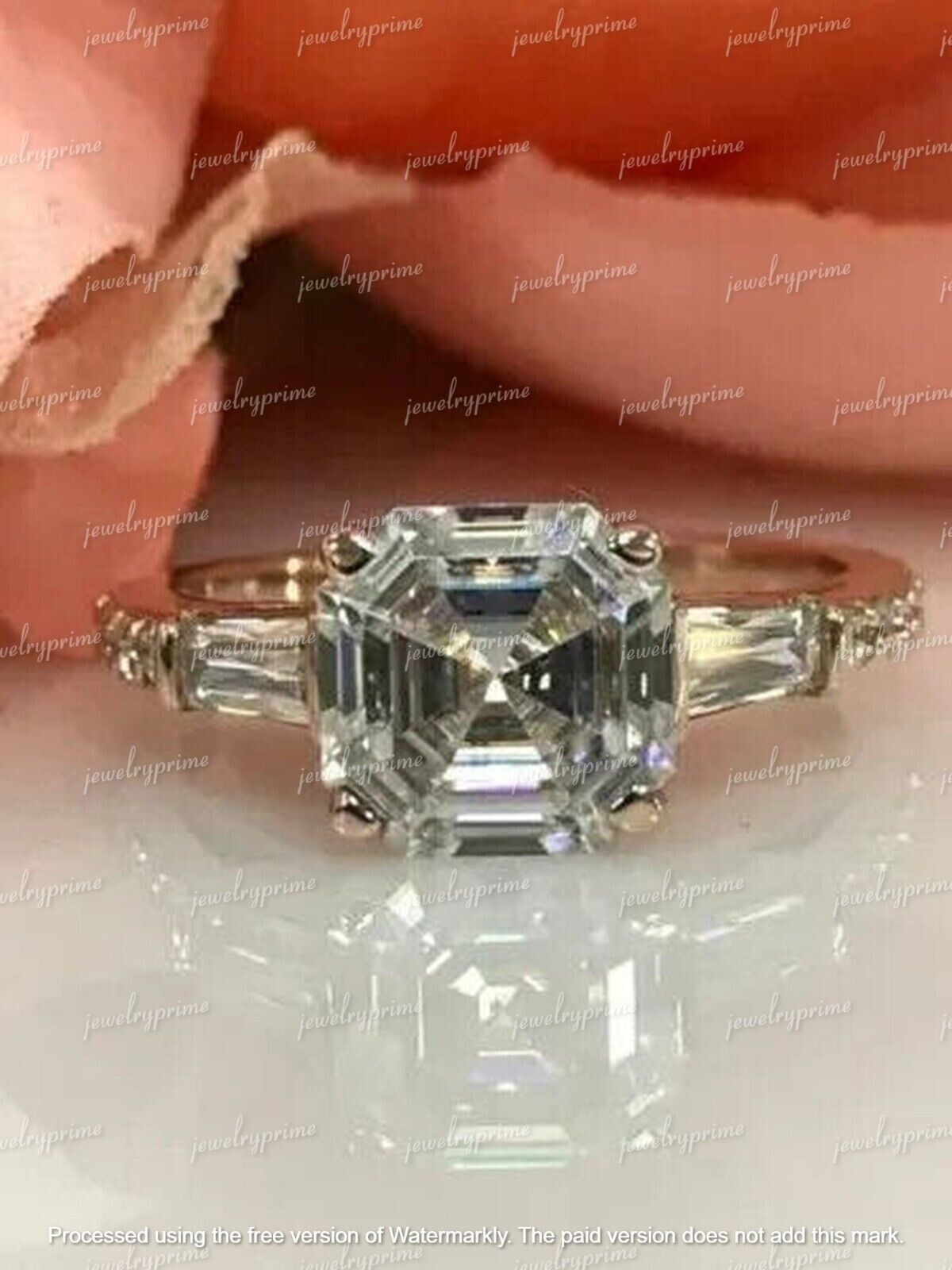 2.50Ct Asscher Cut Lab Created Diamond Engagement Ring 14K Yellow Gold Plated