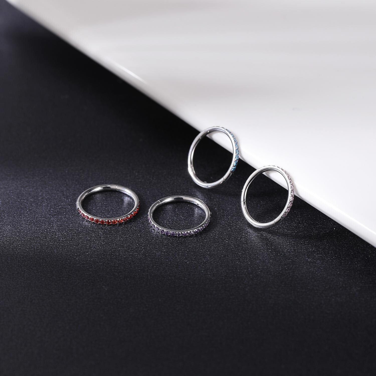 1 Pc Surgical Steel Nose Ring Hoop Septum Piercing CZ Cartilage Earrings Jewelry