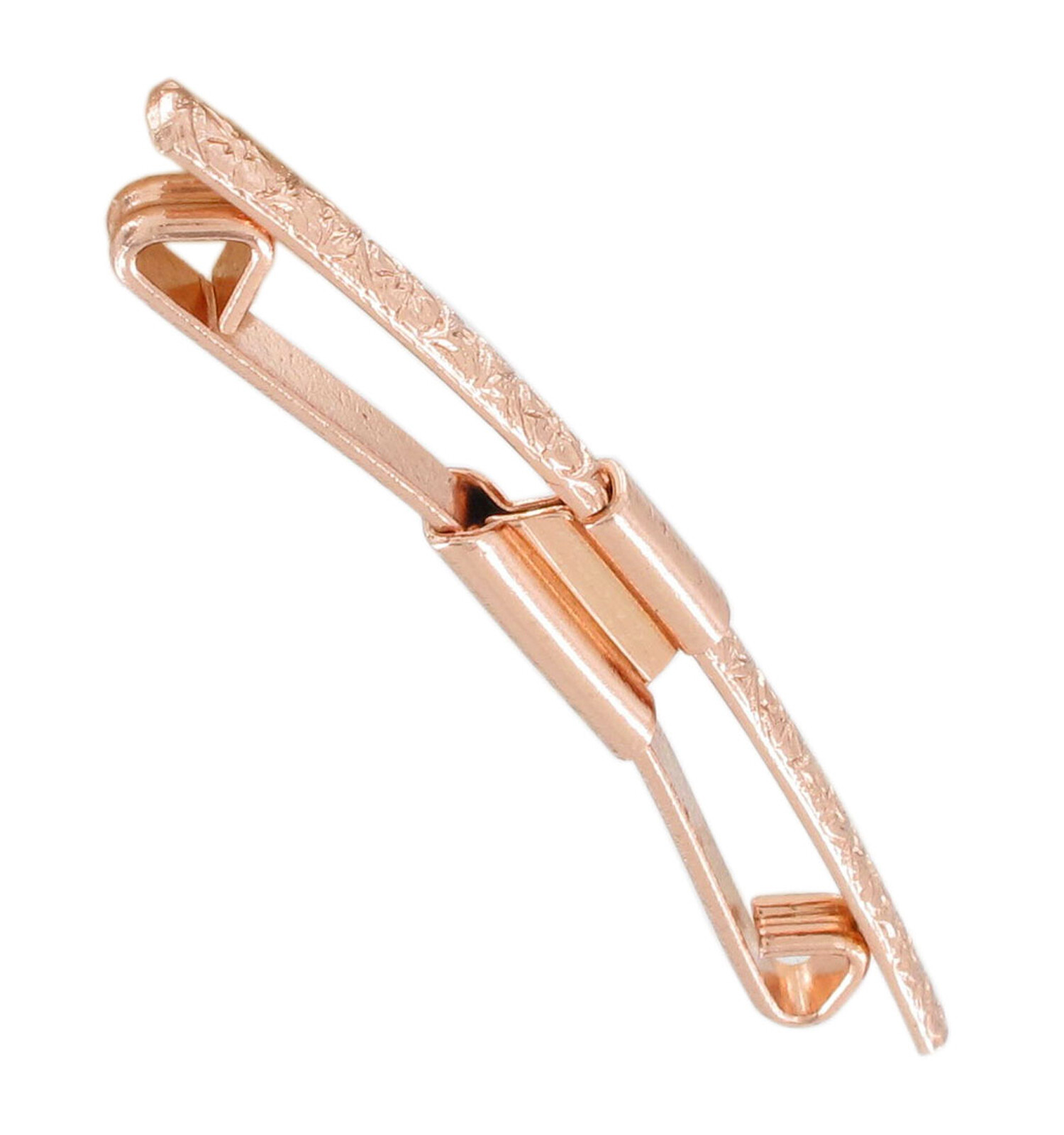 Ky & Co Rose Gold Tone Mens Floral Collar Bar Clip 2 1/8″ Made in USA