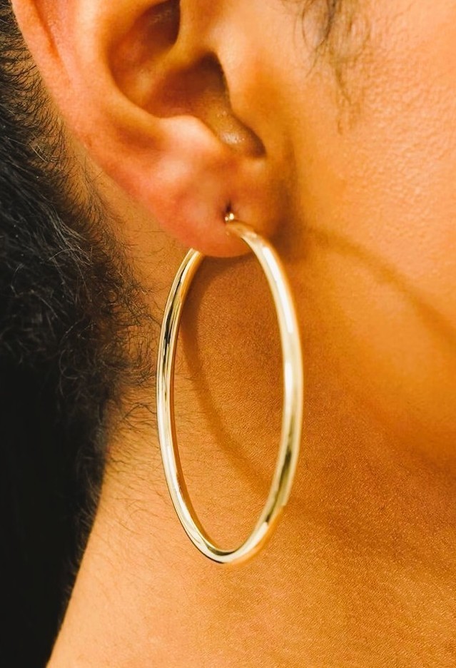 14k Solid Yellow Gold Hoop Earrings Large 2″ / 50mm / 3mm | 3.94g READ DESC