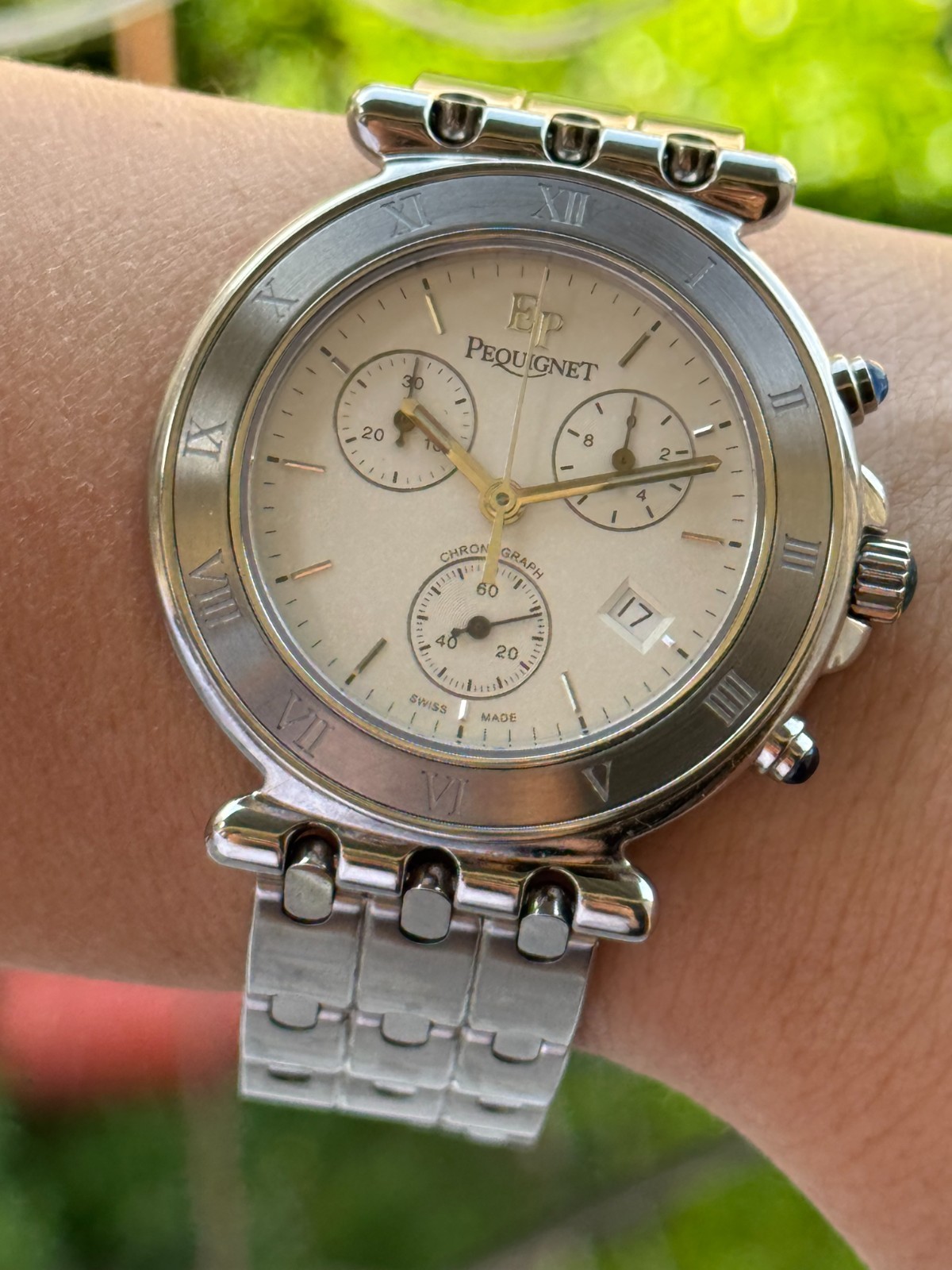 Pequignet Moorea Classique Chronograph Watch Quartz Mens 42mm Swiss 1350433