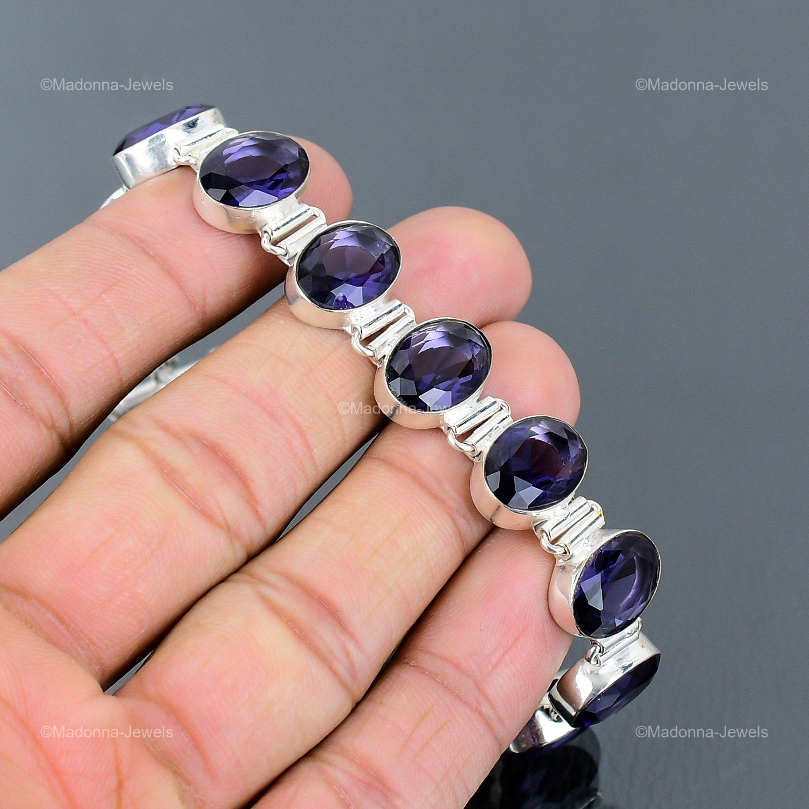 Daughters Day Sale African Amethyst Stone 925 Silver Chain Wife Bracelet Jewelry
