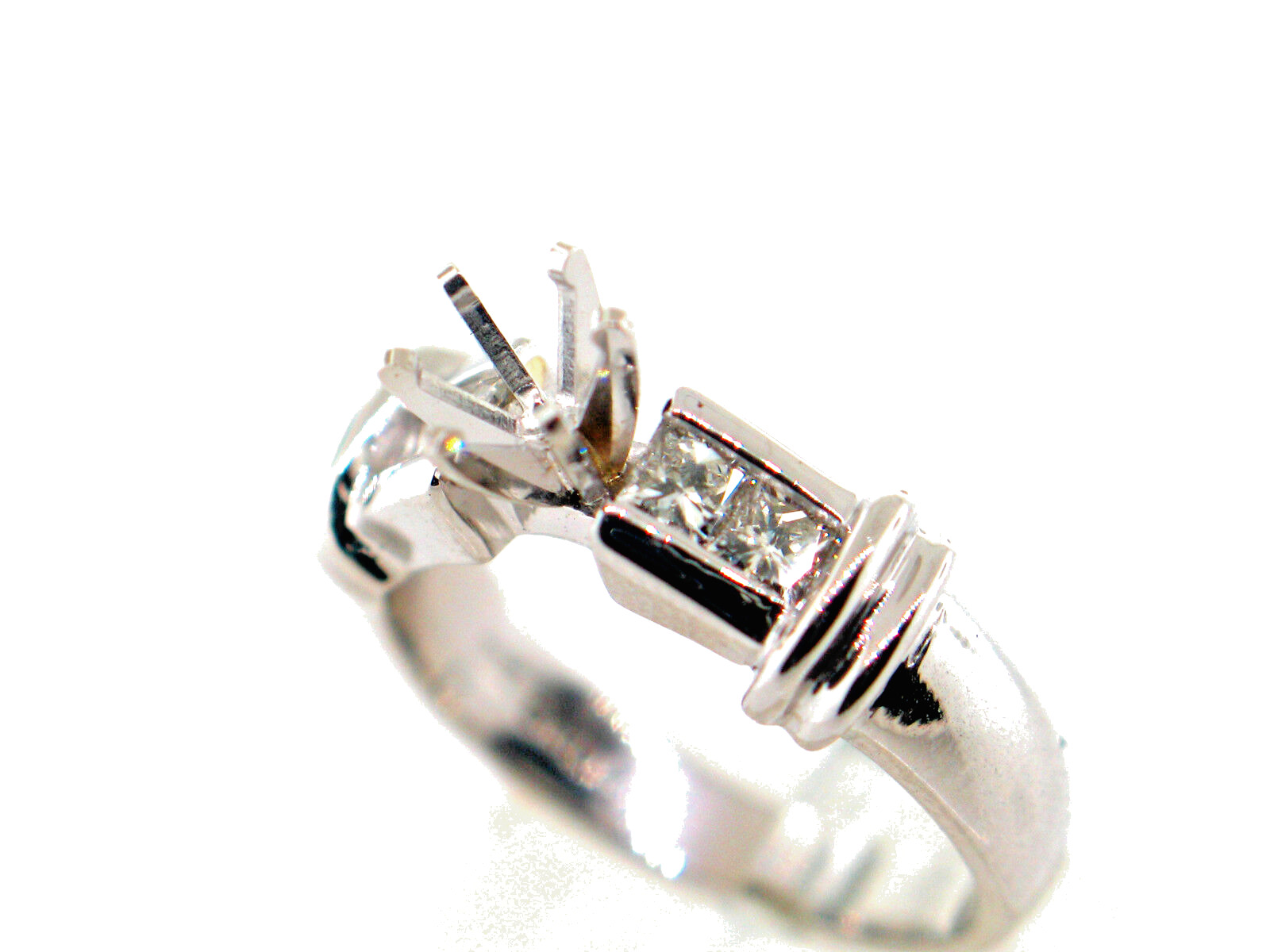 0.51 CT Natural princess cut diamond Semi Mount VS2-SI1/G 14K White Gold